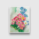 pink roses and larkspur Painting - Meri Deewar 3 : 4 Vertical Premium Wall Art Canvas by MeriDeewar