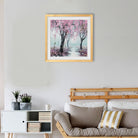 Pink Tree Oil Painting - Meri Deewar 1 : 1 Square Premium Wall Art Canvas by MeriDeewar
