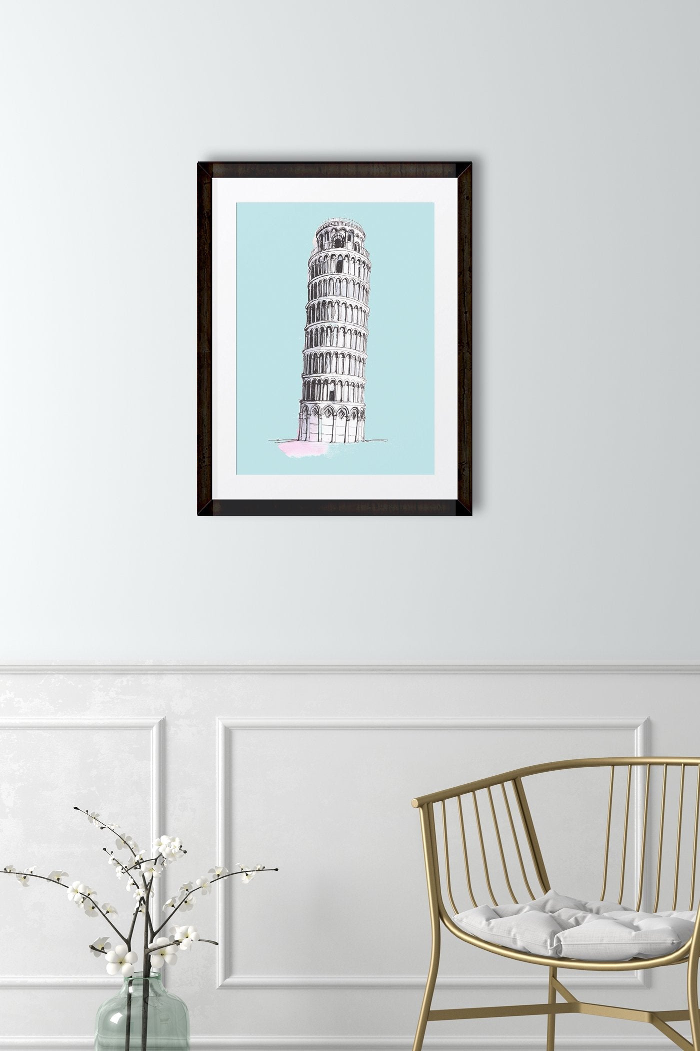 Pisa Tower Illustration Painting - Meri Deewar 3 : 4 Vertical Premium Wall Art Canvas by MeriDeewar