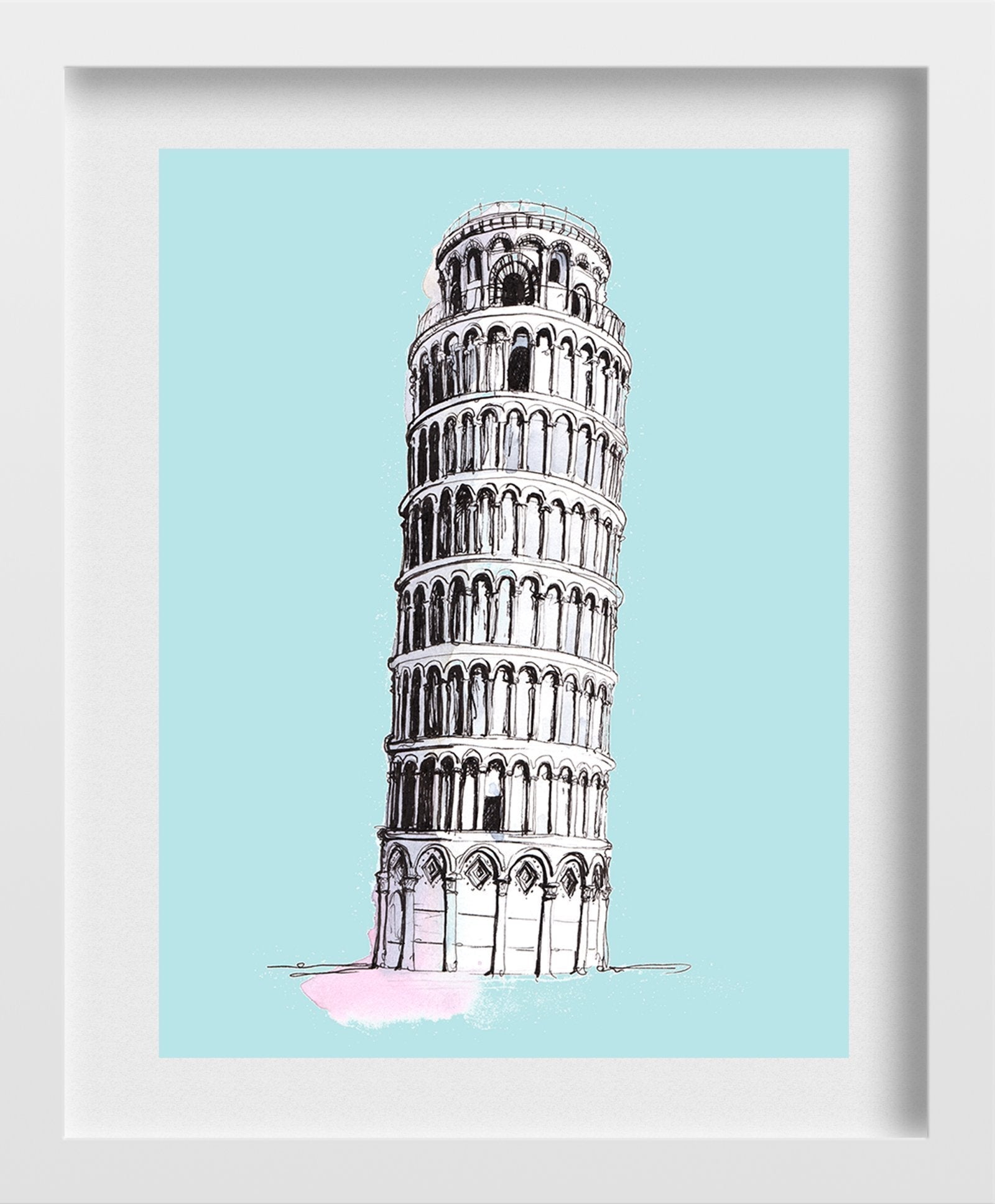 Pisa Tower Illustration Painting - Meri Deewar 3 : 4 Vertical Premium Wall Art Canvas by MeriDeewar