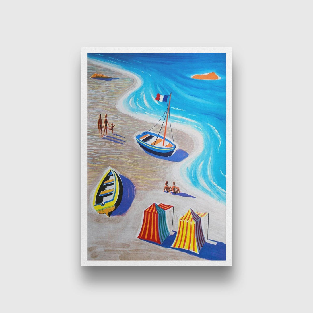 Plages De France Art Painting - Meri Deewar 2 : 3 Vertical Premium Wall Art Canvas by MeriDeewar