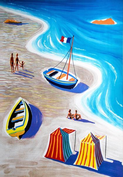 Plages De France poster- Meri Deewar Poster A3 / Poster Premium Wall Art Canvas by MeriDeewar