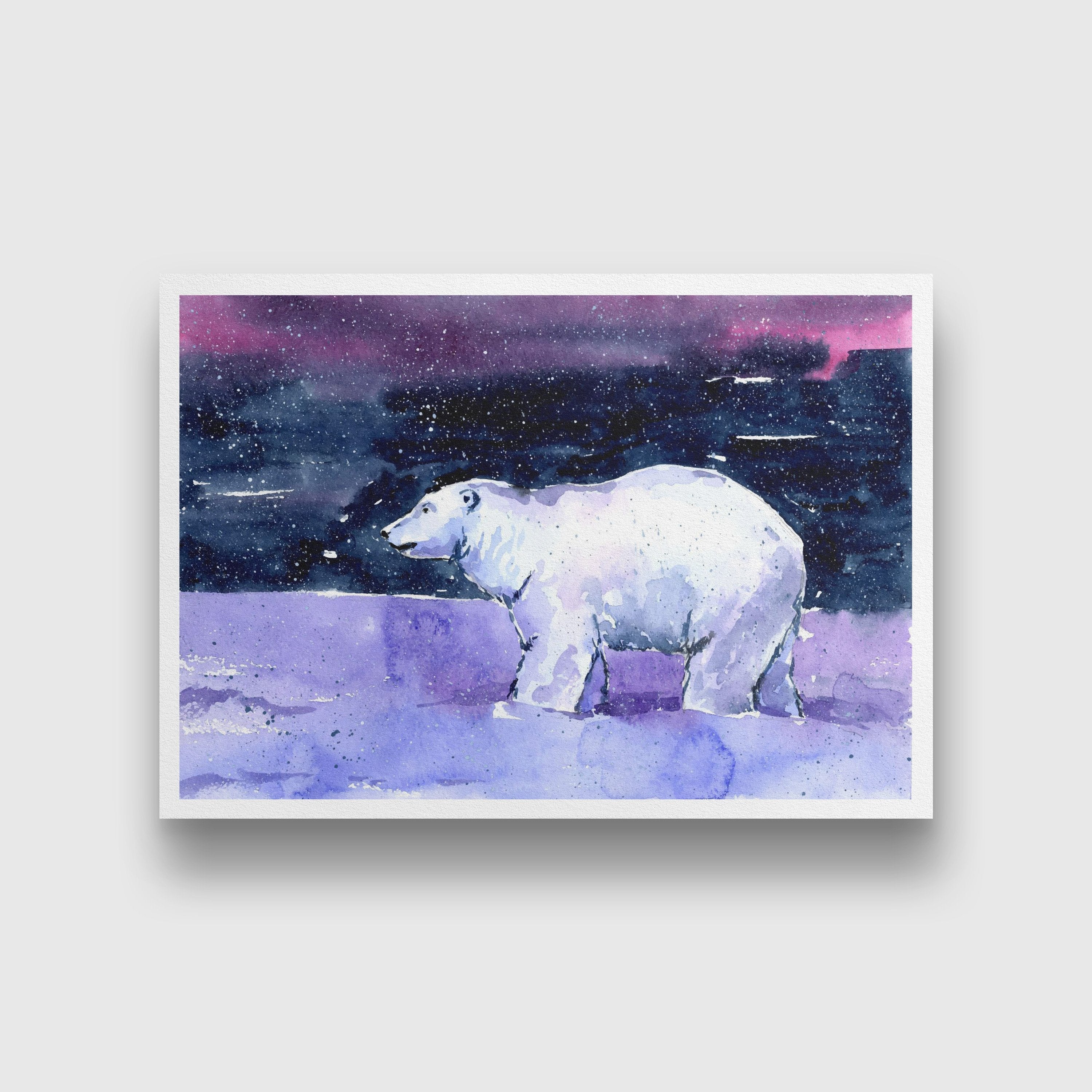 Polar Bear Painting - Meri Deewar 3 : 2 Horizontal Premium Wall Art Canvas by MeriDeewar