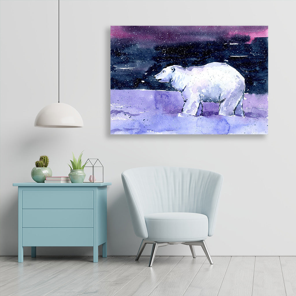 Polar Bear Painting - Meri Deewar 3 : 2 Horizontal Premium Wall Art Canvas by MeriDeewar