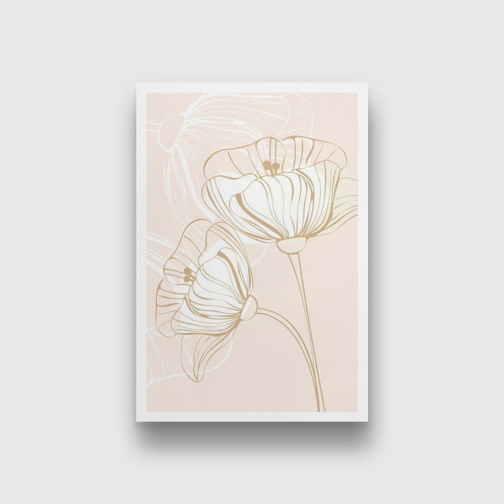 Poppy Flower Golden Wall Art Painting - Meri Deewar 2 : 3 Vertical Premium Wall Art Canvas by MeriDeewar