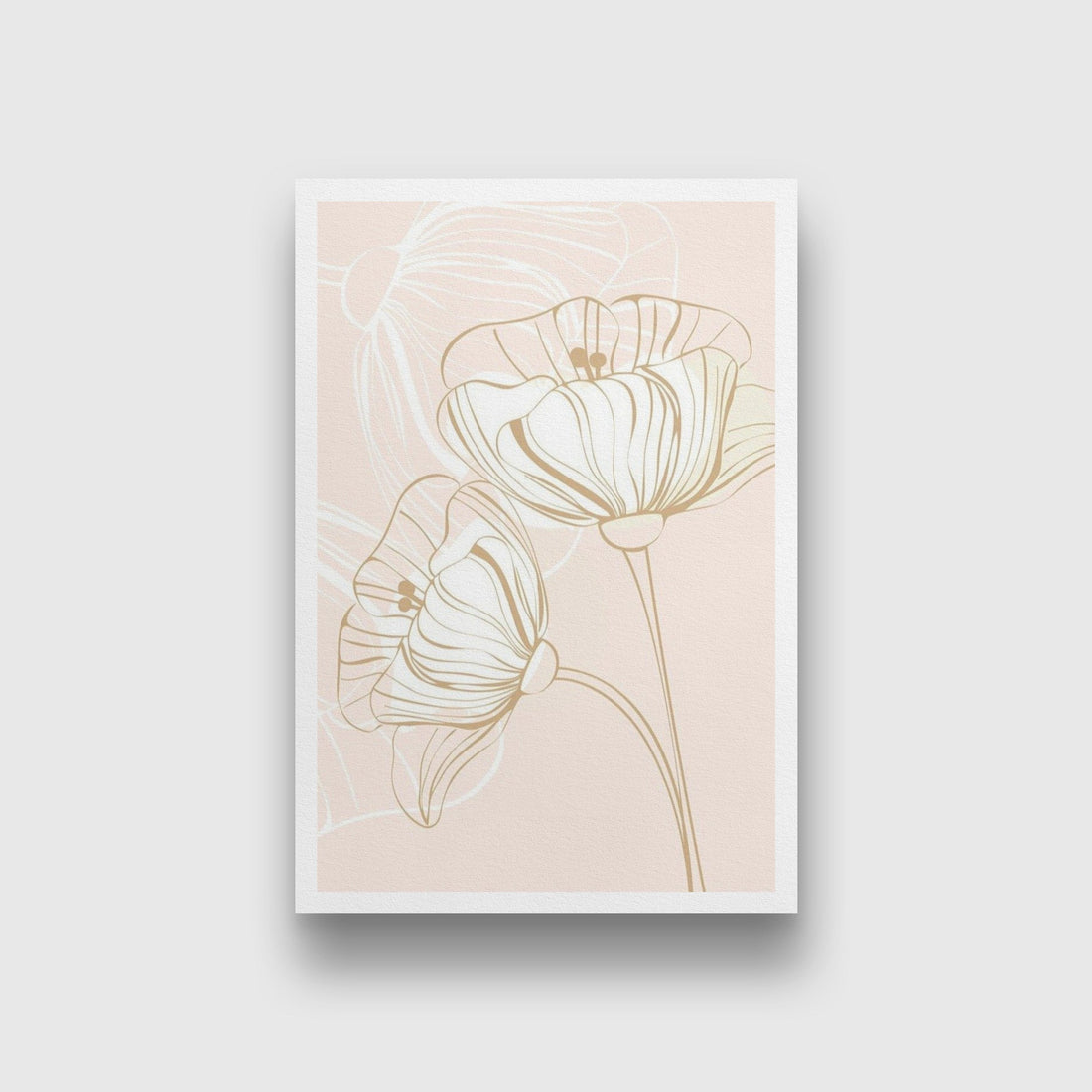 Poppy Flower Golden Wall Art Painting - Meri Deewar 2 : 3 Vertical Premium Wall Art Canvas by MeriDeewar