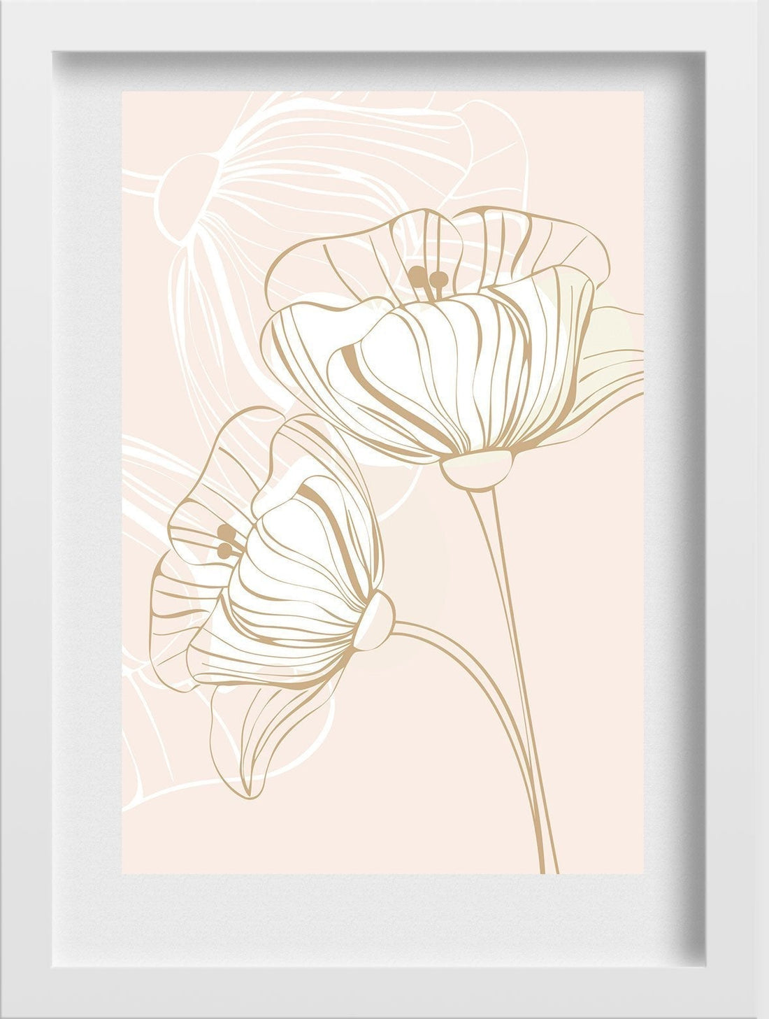 Poppy Flower Golden Wall Art Painting - Meri Deewar 2 : 3 Vertical Premium Wall Art Canvas by MeriDeewar