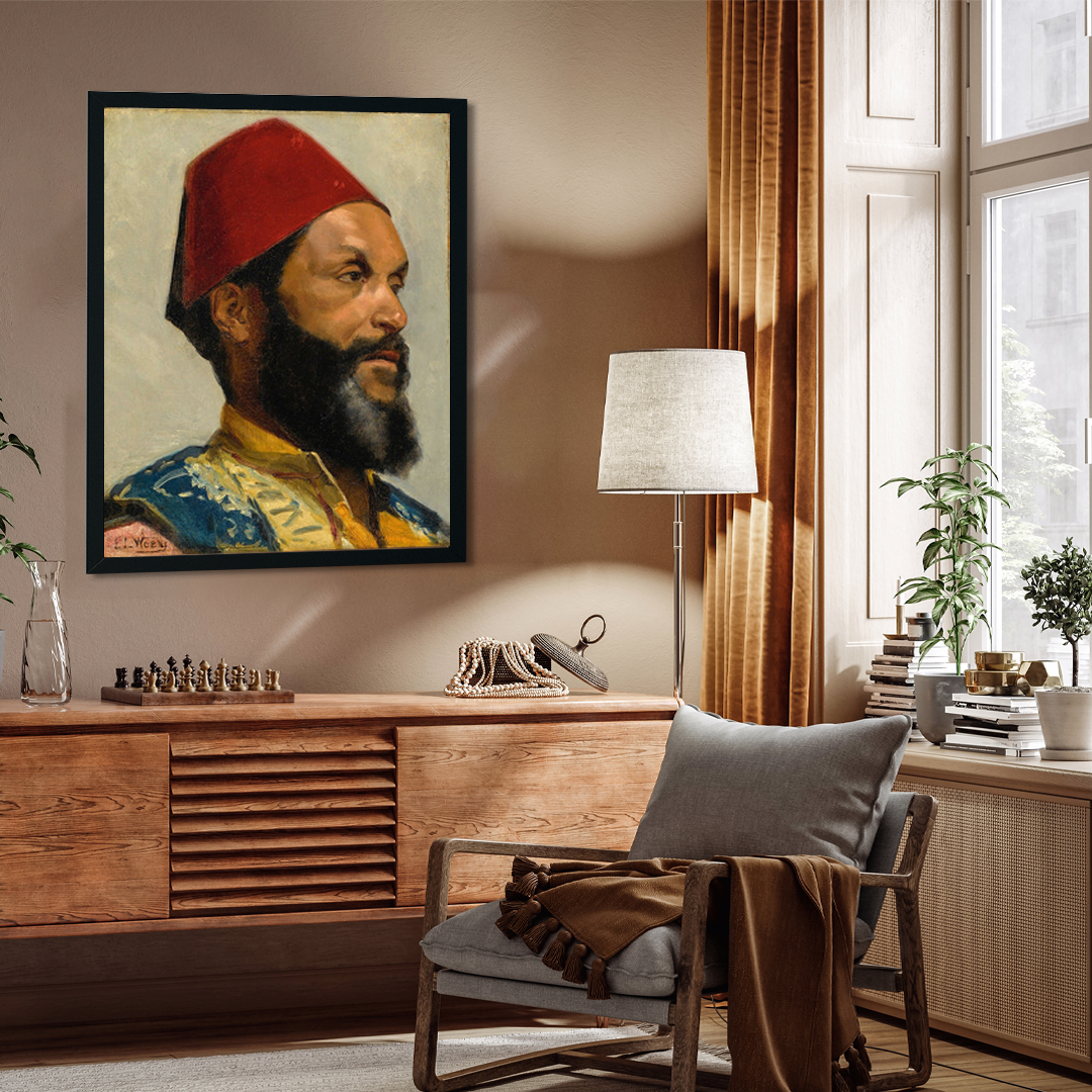 Portrait of a Turkish Man Painting 4 :5 Vertical Premium Wall Art Canvas by MeriDeewar