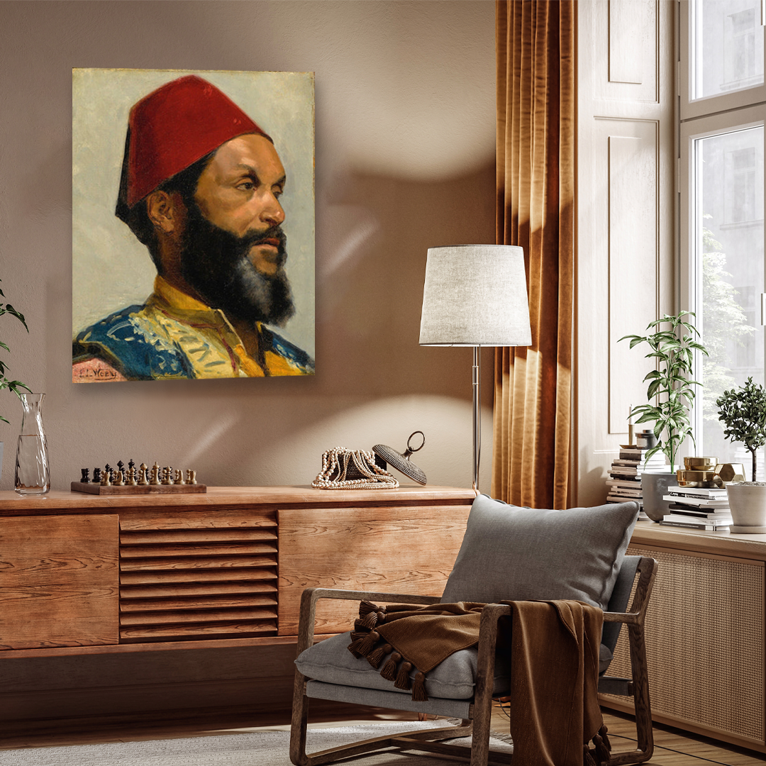 Portrait of a Turkish Man Painting 4 :5 Vertical Premium Wall Art Canvas by MeriDeewar