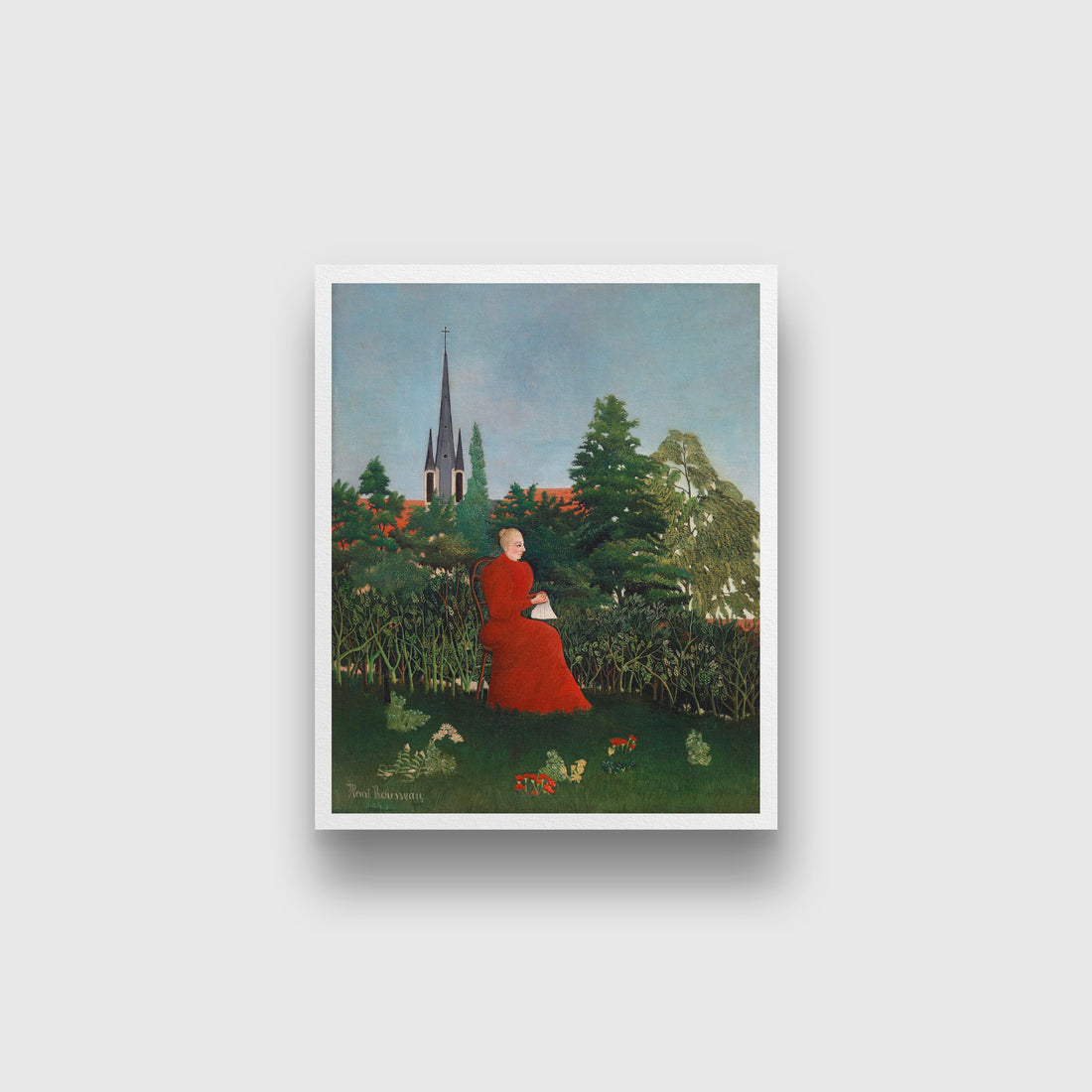 Portrait of a Woman in a Landscape painting - Meri Deewar 4 :5 Vertical Premium Wall Art Canvas by MeriDeewar