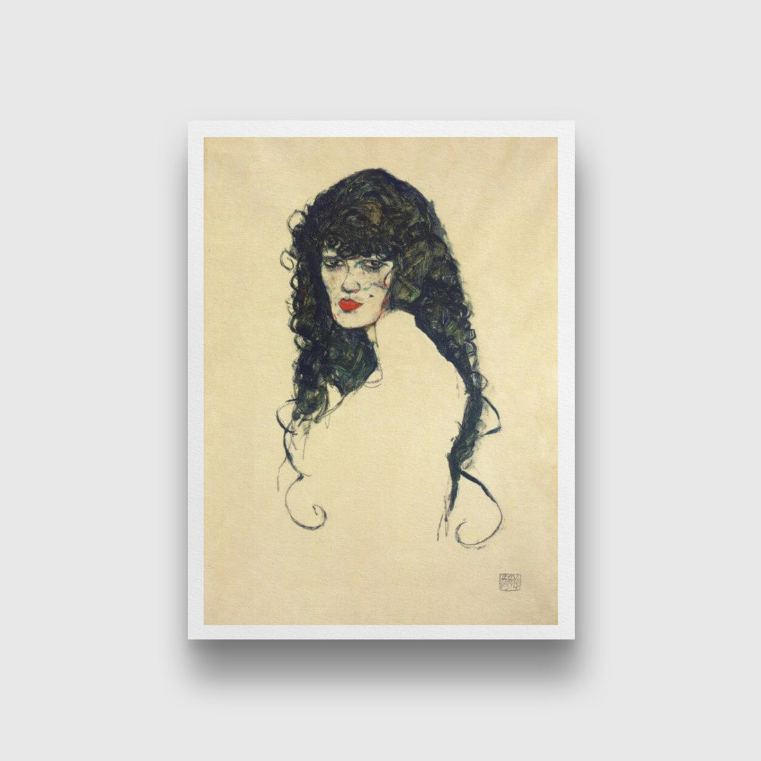 Portrait Of A Woman With Black Hair Painting - Meri Deewar 4 X 5.5 Vertical Premium Wall Art Canvas by MeriDeewar