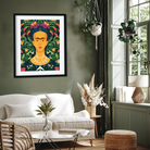 Portrait with Thorn Necklace and Hummingbird Painting 3 : 4 Vertical Premium Wall Art Canvas by MeriDeewar