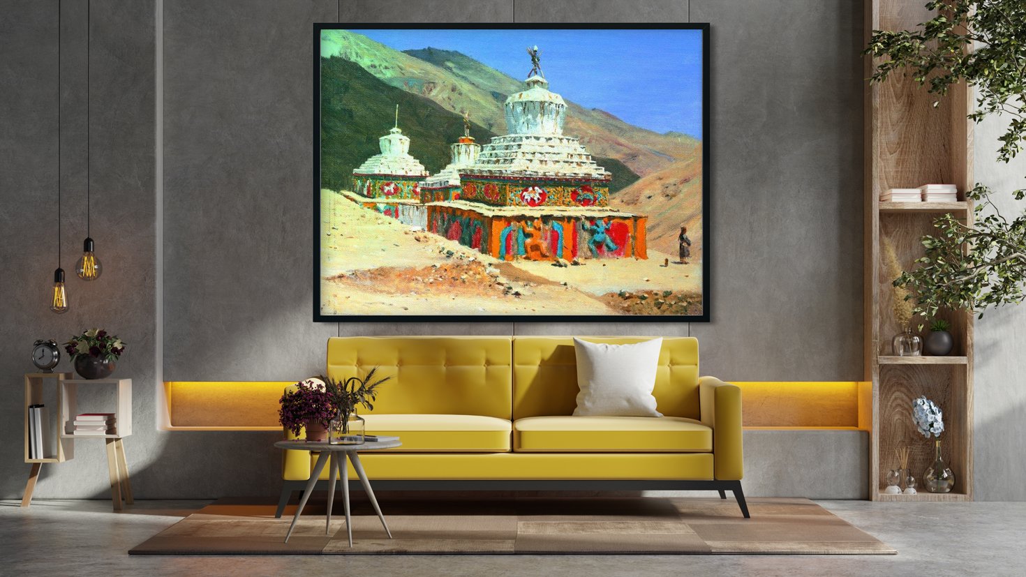 posthumous monuments in ladakh Painting - Meri Deewar 4 : 3 Horizontal Premium Wall Art Canvas by MeriDeewar