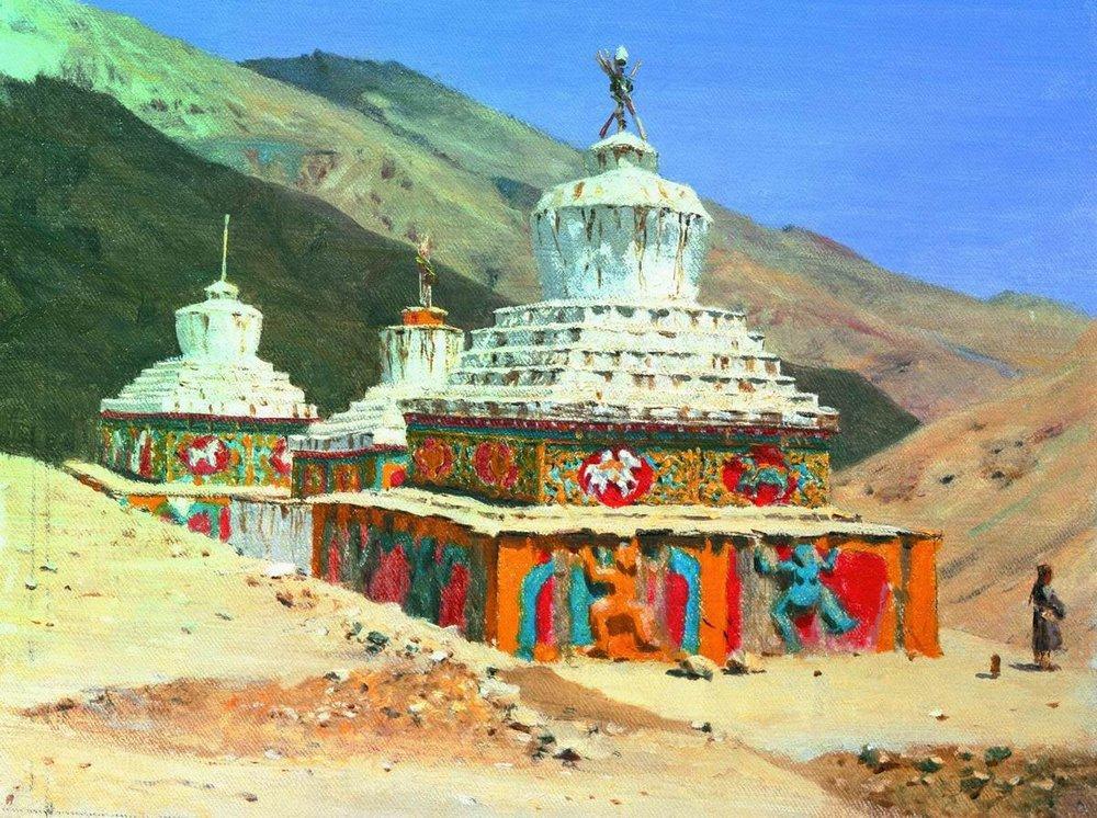 posthumous monuments in ladakh Painting - Meri Deewar 4 : 3 Horizontal Premium Wall Art Canvas by MeriDeewar