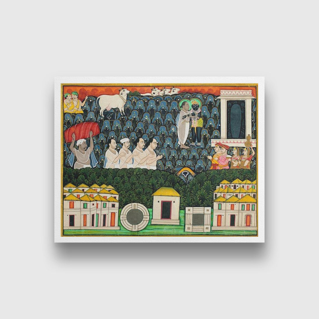 Pratham_Milan_Shrinathji_Revealing_Himself_to_Vallabhacharya_on_Mount_Govardhan Painting - Meri Deewar 4 : 3 Horizontal Premium Wall Art Canvas by MeriDeewar