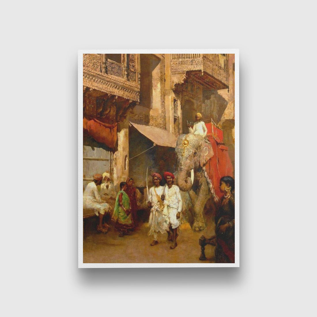 Promenade on an Indian Street magic Painting - Meri Deewar 4 X 5.5 Vertical Premium Wall Art Canvas by MeriDeewar