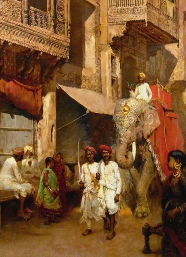 Promenade on an Indian Street magic Painting - Meri Deewar 4 X 5.5 Vertical Premium Wall Art Canvas by MeriDeewar