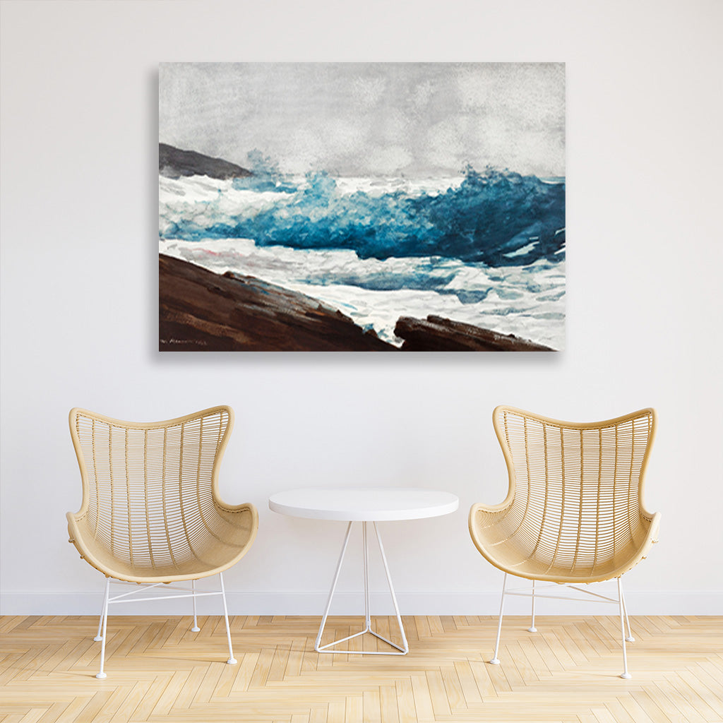 Prout’s Neck, Breakers painting - Meri Deewar 3 : 2 Horizontal Premium Wall Art Canvas by MeriDeewar