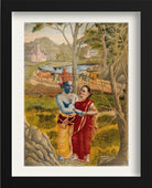 Radha and Krishna embrace in the countryside Painting - Meri Deewar 3 : 4 Vertical Premium Wall Art Canvas by MeriDeewar