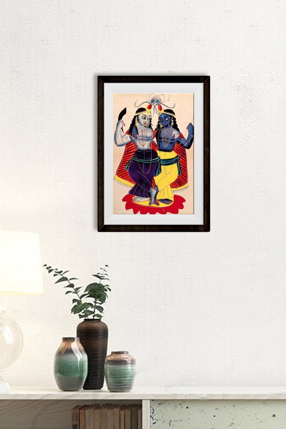Radha and Krishna on a lotus flower Painting - Meri Deewar 2 : 3 Vertical Premium Wall Art Canvas by MeriDeewar