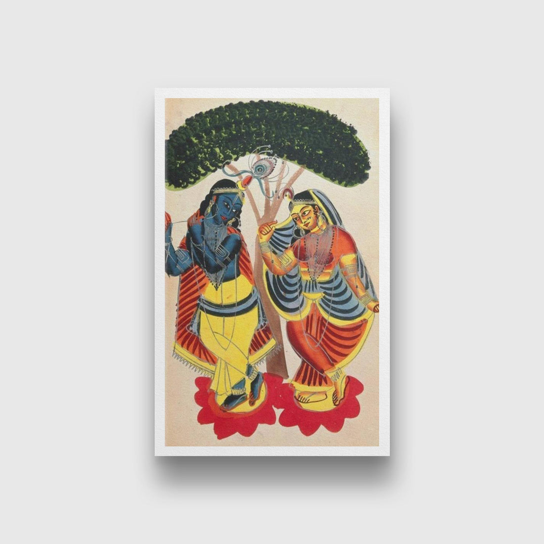Radha and Krishna Watercolour drawing Painting - Meri Deewar 2 : 3 Vertical Premium Wall Art Canvas by MeriDeewar