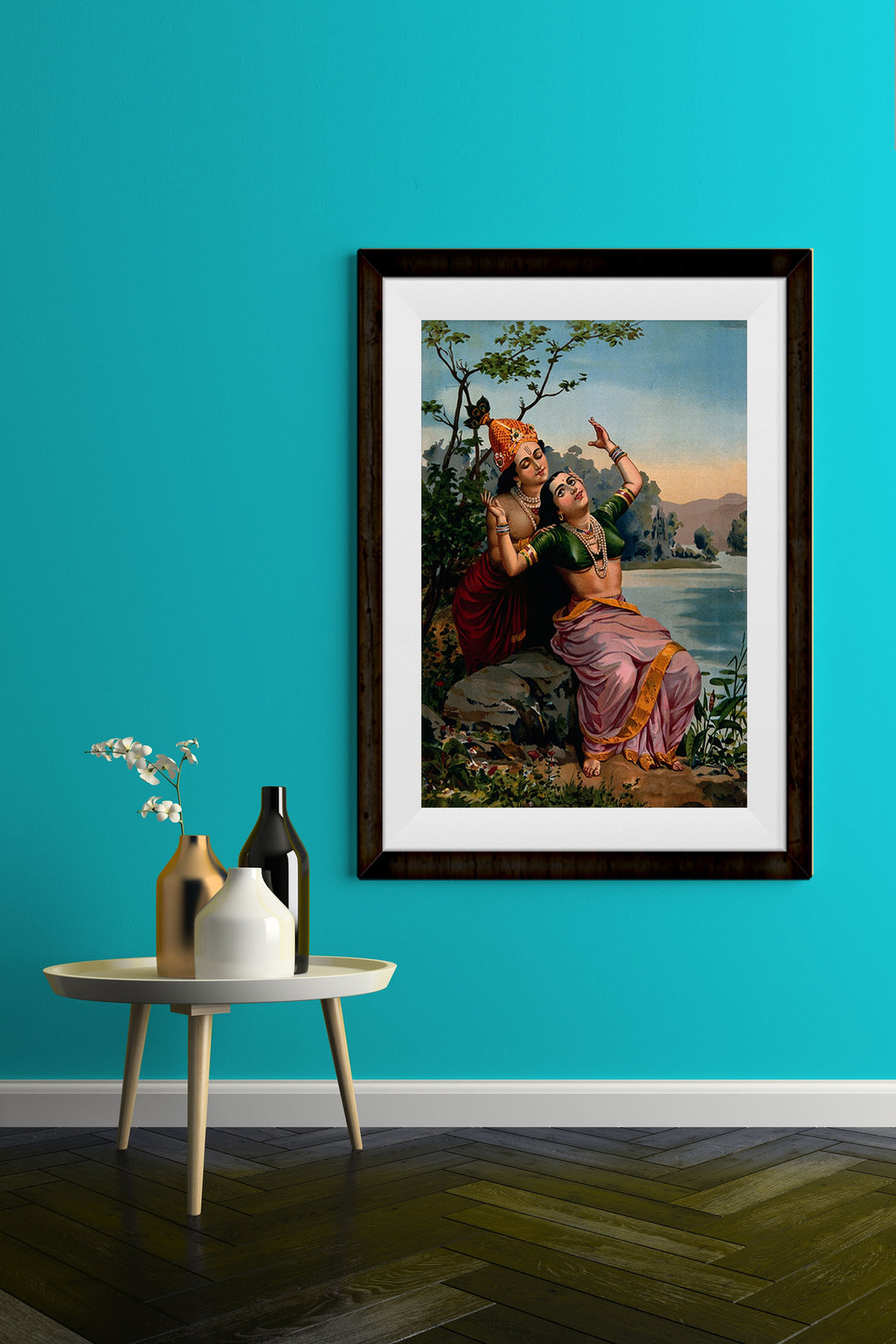 Radha and Madhav Painting by Raja Ravi Varma - Meri Deewar 3 : 4.2 Vertical Premium Wall Art Canvas by MeriDeewar