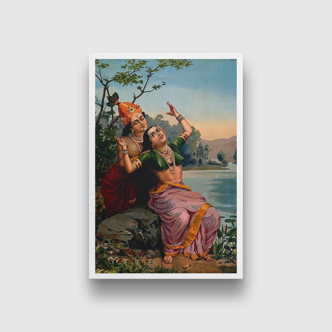 Radha and Madhav Painting by Raja Ravi Varma - Meri Deewar 3 : 4.2 Vertical Premium Wall Art Canvas by MeriDeewar