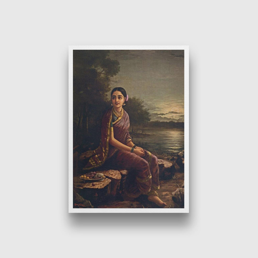 Radha In The Moonlight Painting - Meri Deewar 4 X 5.5 Vertical Premium Wall Art Canvas by MeriDeewar