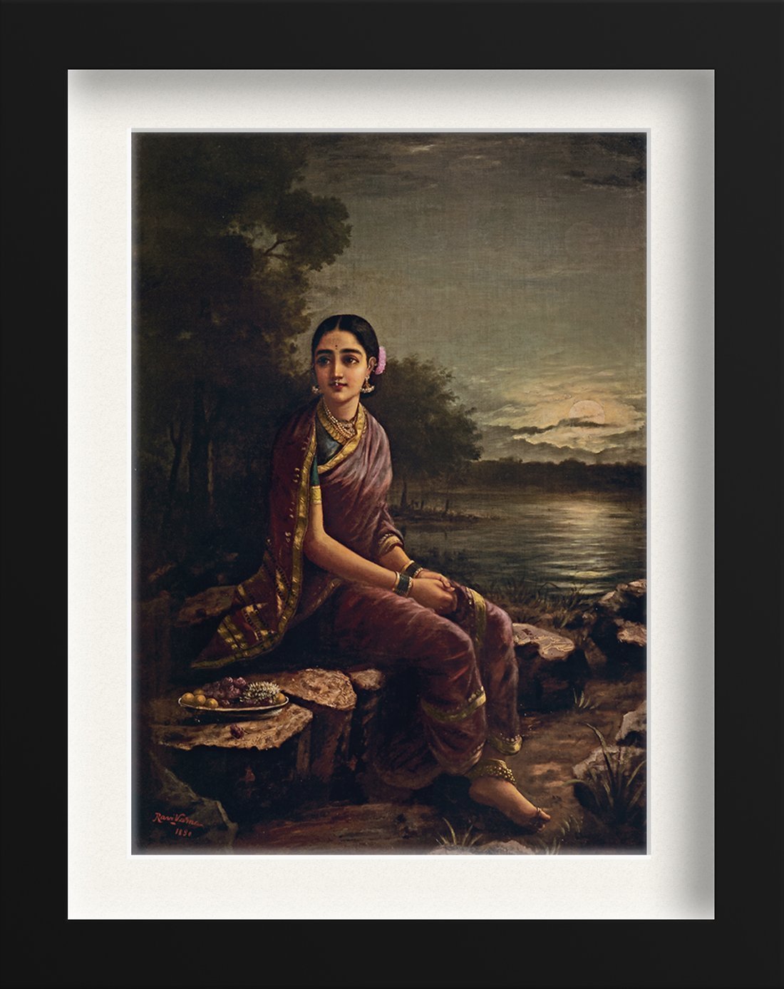 Radha In The Moonlight Painting - Meri Deewar 4 X 5.5 Vertical Premium Wall Art Canvas by MeriDeewar