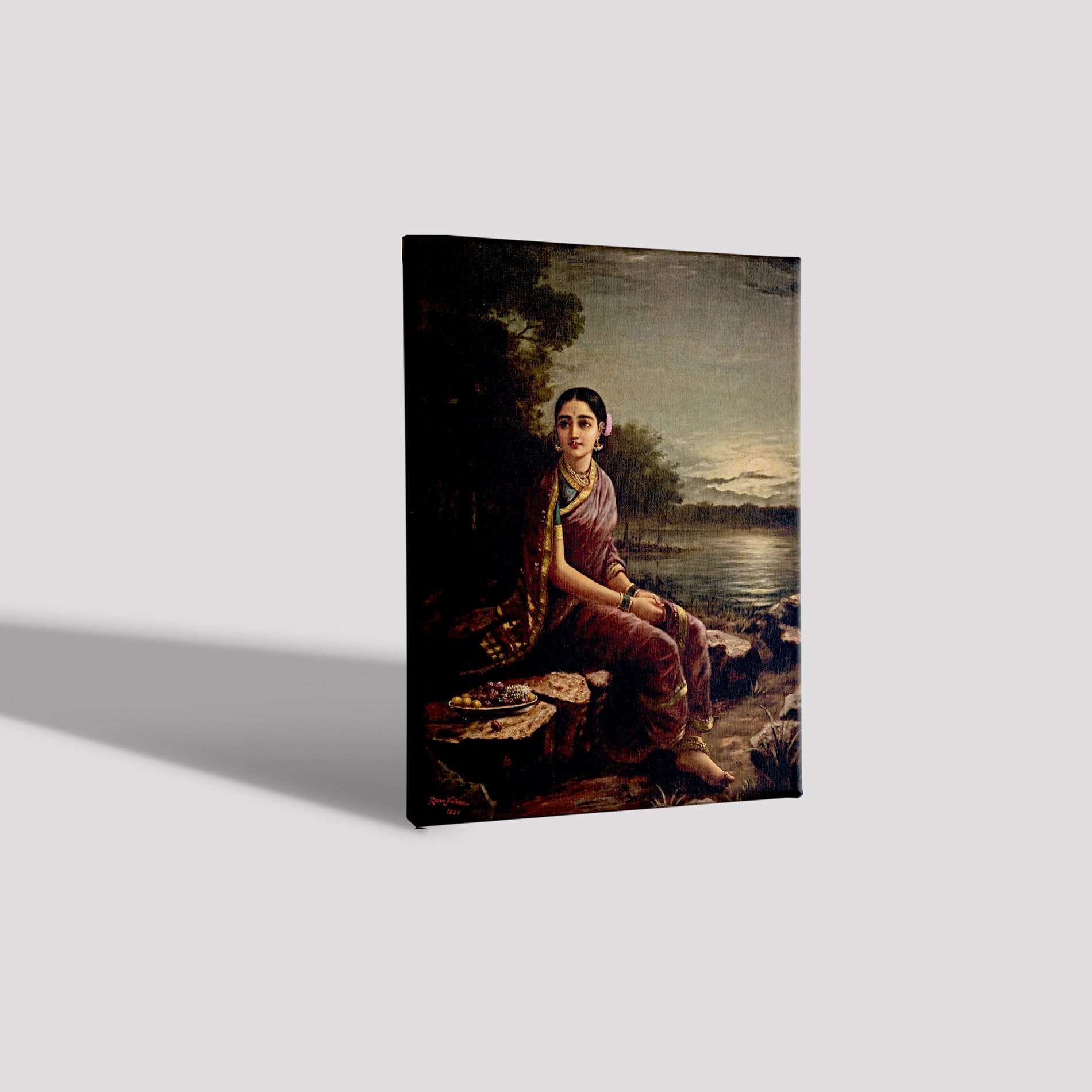 Radha In The Moonlight Painting - Meri Deewar 4 X 5.5 Vertical Premium Wall Art Canvas by MeriDeewar