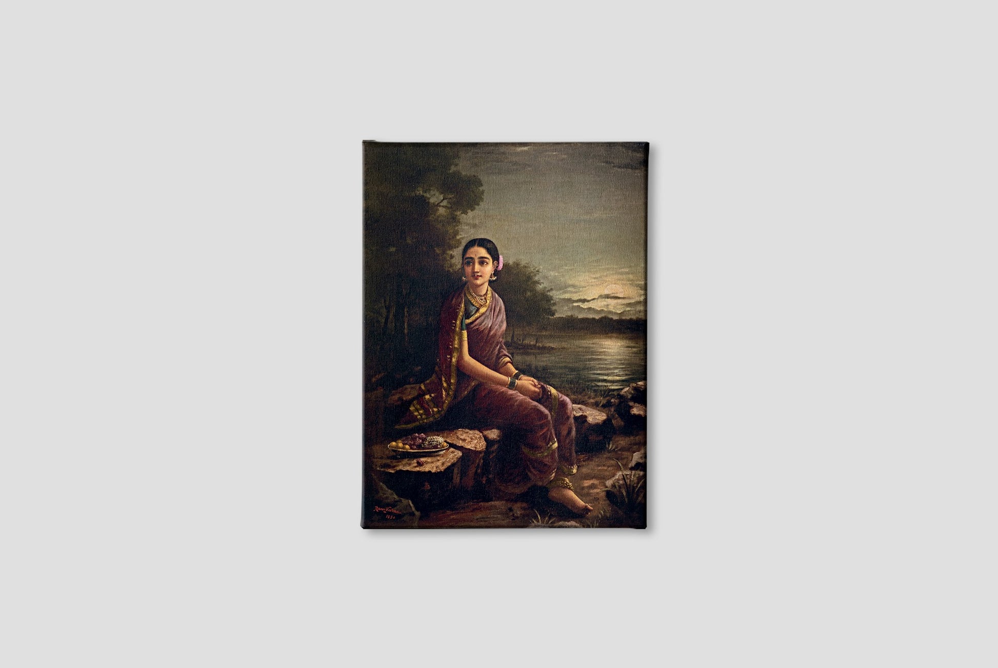 Radha In The Moonlight Painting - Meri Deewar 4 X 5.5 Vertical Premium Wall Art Canvas by MeriDeewar