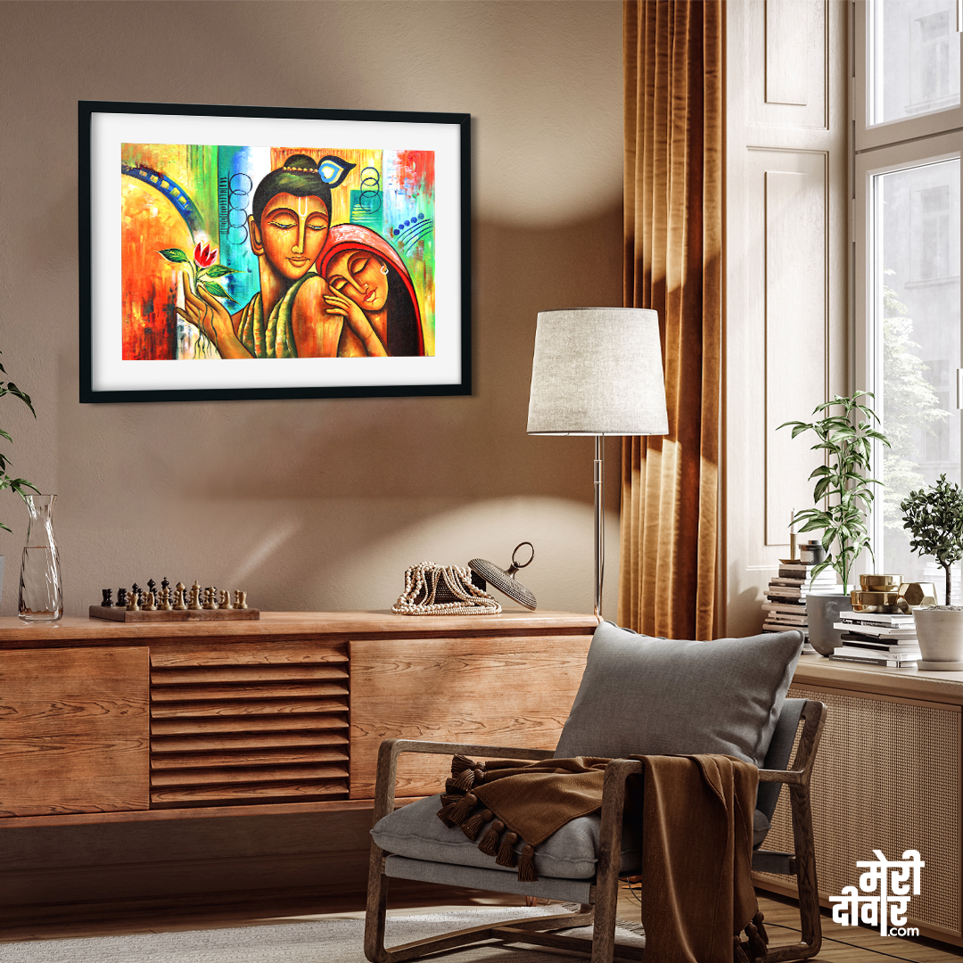 Radha Krishna Beautiful Wall Painting 3 : 2 Horizontal Premium Wall Art Canvas by MeriDeewar