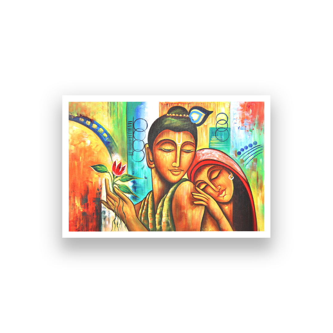 Radha Krishna Beautiful Wall Painting 3 : 2 Horizontal Premium Wall Art Canvas by MeriDeewar