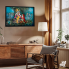 Radha Krishna in Garden Wall Painting 3 : 2 Horizontal Premium Wall Art Canvas by MeriDeewar