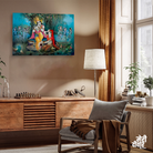 Radha Krishna in Garden Wall Painting 3 : 2 Horizontal Premium Wall Art Canvas by MeriDeewar