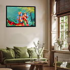 Radha Krishna With Flute in Garden Wall Painting 3 : 2 Horizontal Premium Wall Art Canvas by MeriDeewar