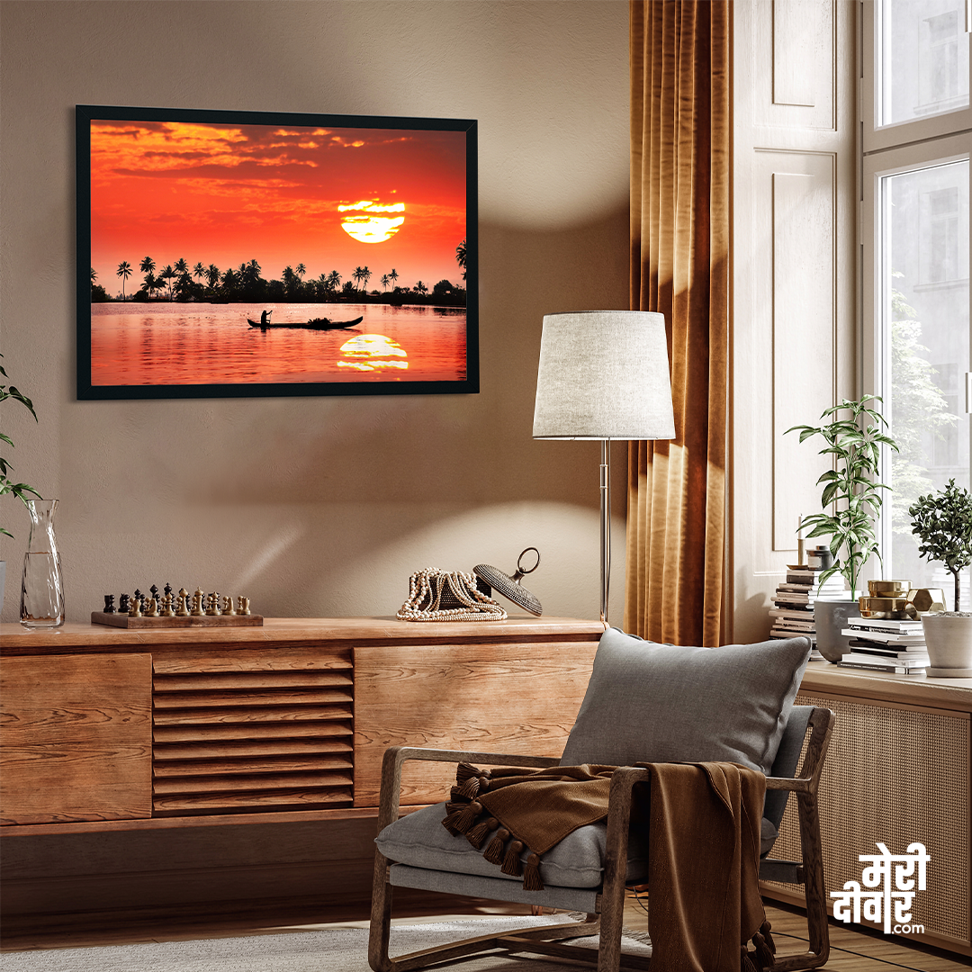Radiant Dawn Sunset Wall Painting 3 : 2 Horizontal Premium Wall Art Canvas by MeriDeewar