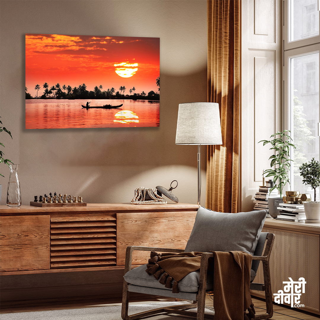 Radiant Dawn Sunset Wall Painting 3 : 2 Horizontal Premium Wall Art Canvas by MeriDeewar