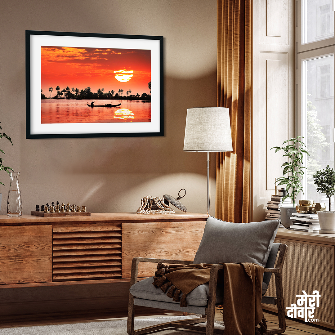 Radiant Dawn Sunset Wall Painting 3 : 2 Horizontal Premium Wall Art Canvas by MeriDeewar