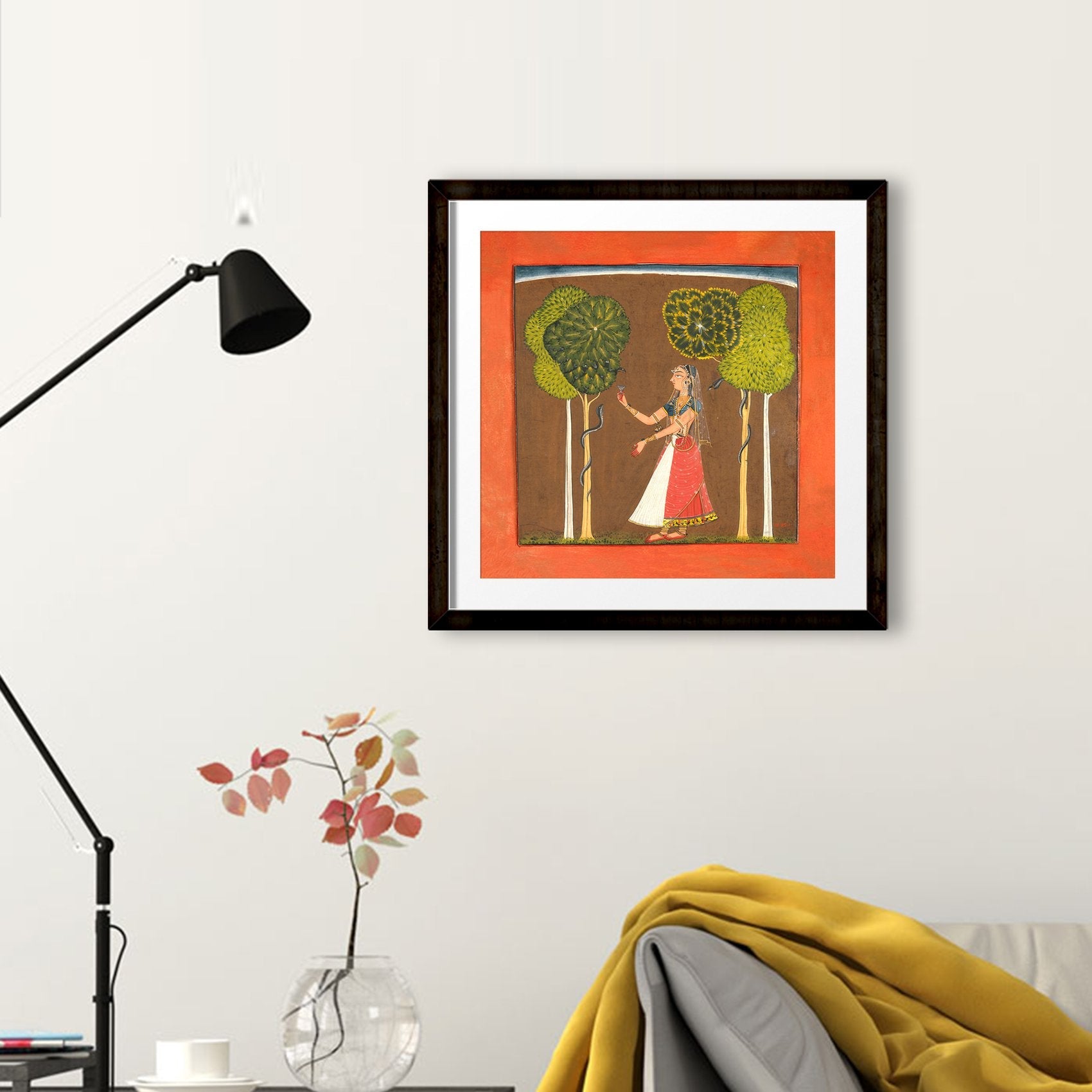 Ragini-possibly-Asavari-Folio-from-a-Ragamala Painting - Meri Deewar 1 : 1 Square Premium Wall Art Canvas by MeriDeewar