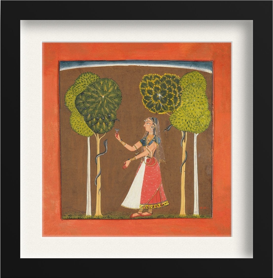 Ragini-possibly-Asavari-Folio-from-a-Ragamala Painting - Meri Deewar 1 : 1 Square Premium Wall Art Canvas by MeriDeewar