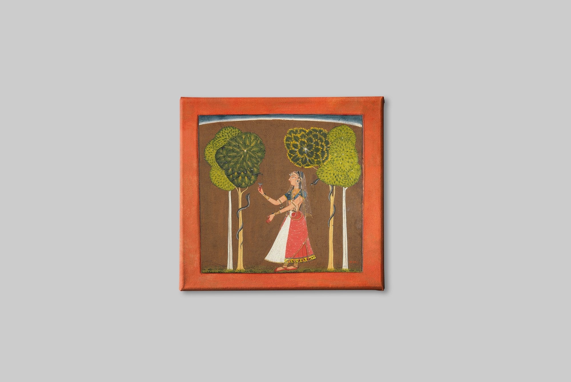 Ragini-possibly-Asavari-Folio-from-a-Ragamala Painting - Meri Deewar 1 : 1 Square Premium Wall Art Canvas by MeriDeewar