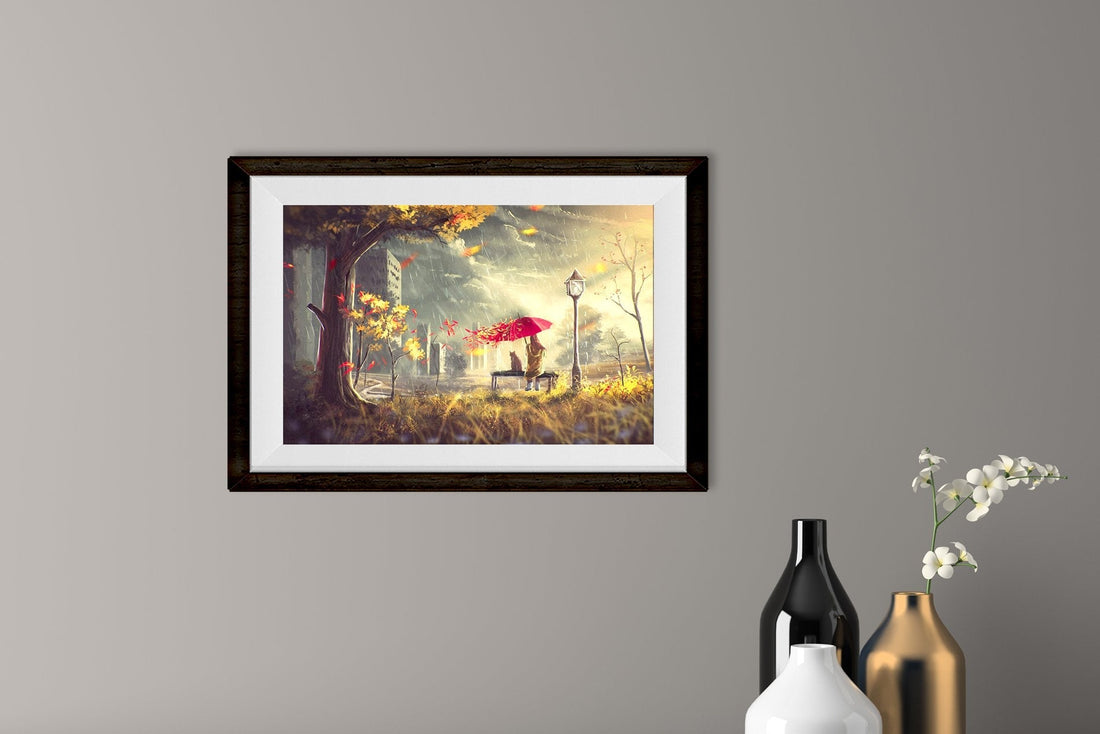 Rainy Fall Painting - Meri Deewar 3 : 2 Horizontal Premium Wall Art Canvas by MeriDeewar