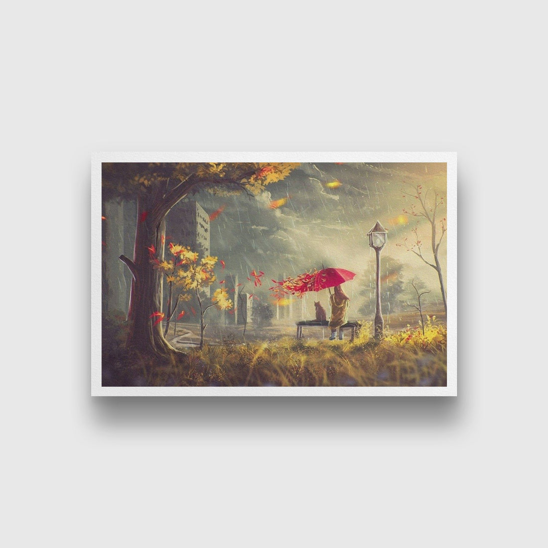 Rainy Fall Painting - Meri Deewar 3 : 2 Horizontal Premium Wall Art Canvas by MeriDeewar