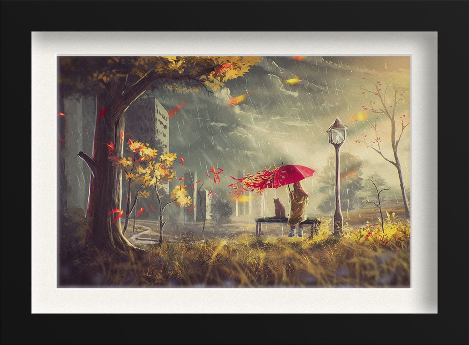 Rainy Fall Painting - Meri Deewar 3 : 2 Horizontal Premium Wall Art Canvas by MeriDeewar