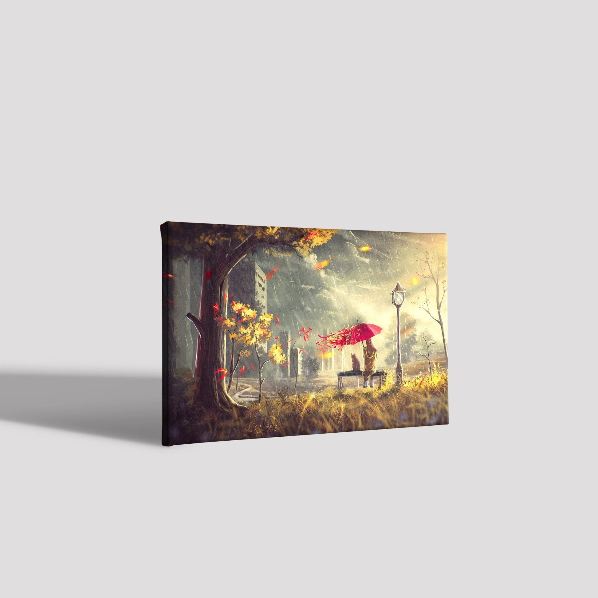 Rainy Fall Painting - Meri Deewar 3 : 2 Horizontal Premium Wall Art Canvas by MeriDeewar