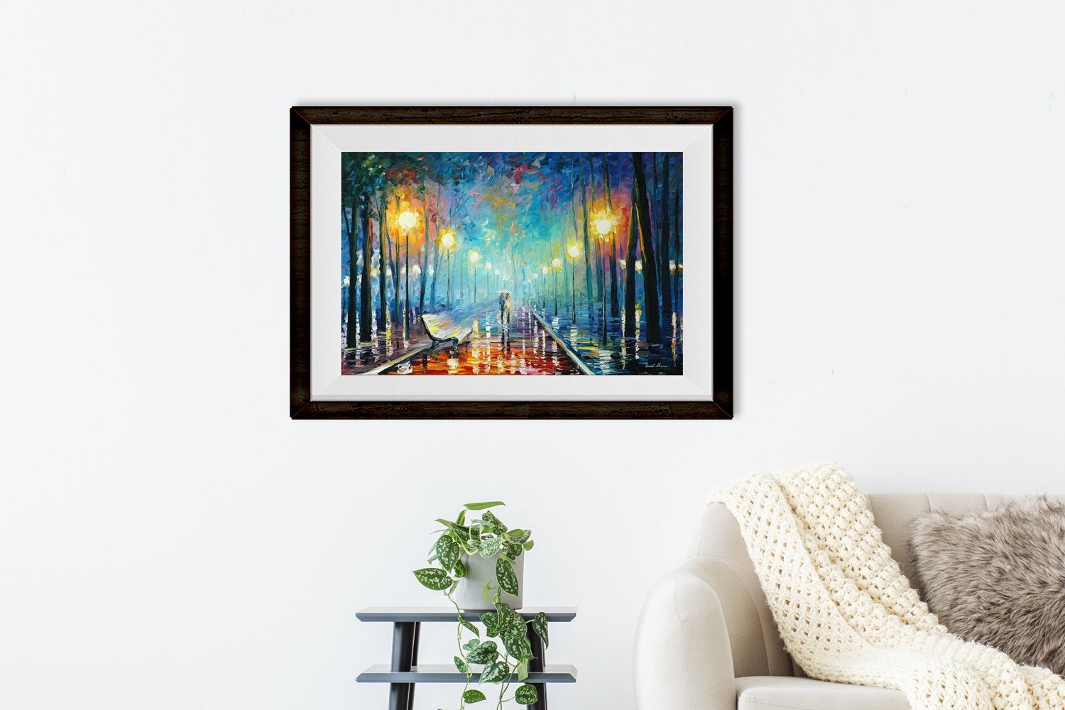 Rainy Street Painting - Meri Deewar 3 : 2 Horizontal Premium Wall Art Canvas by MeriDeewar