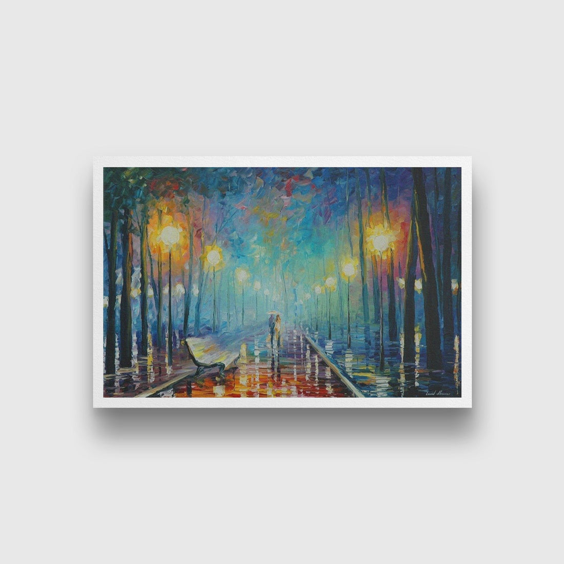 Rainy Street Painting - Meri Deewar 3 : 2 Horizontal Premium Wall Art Canvas by MeriDeewar