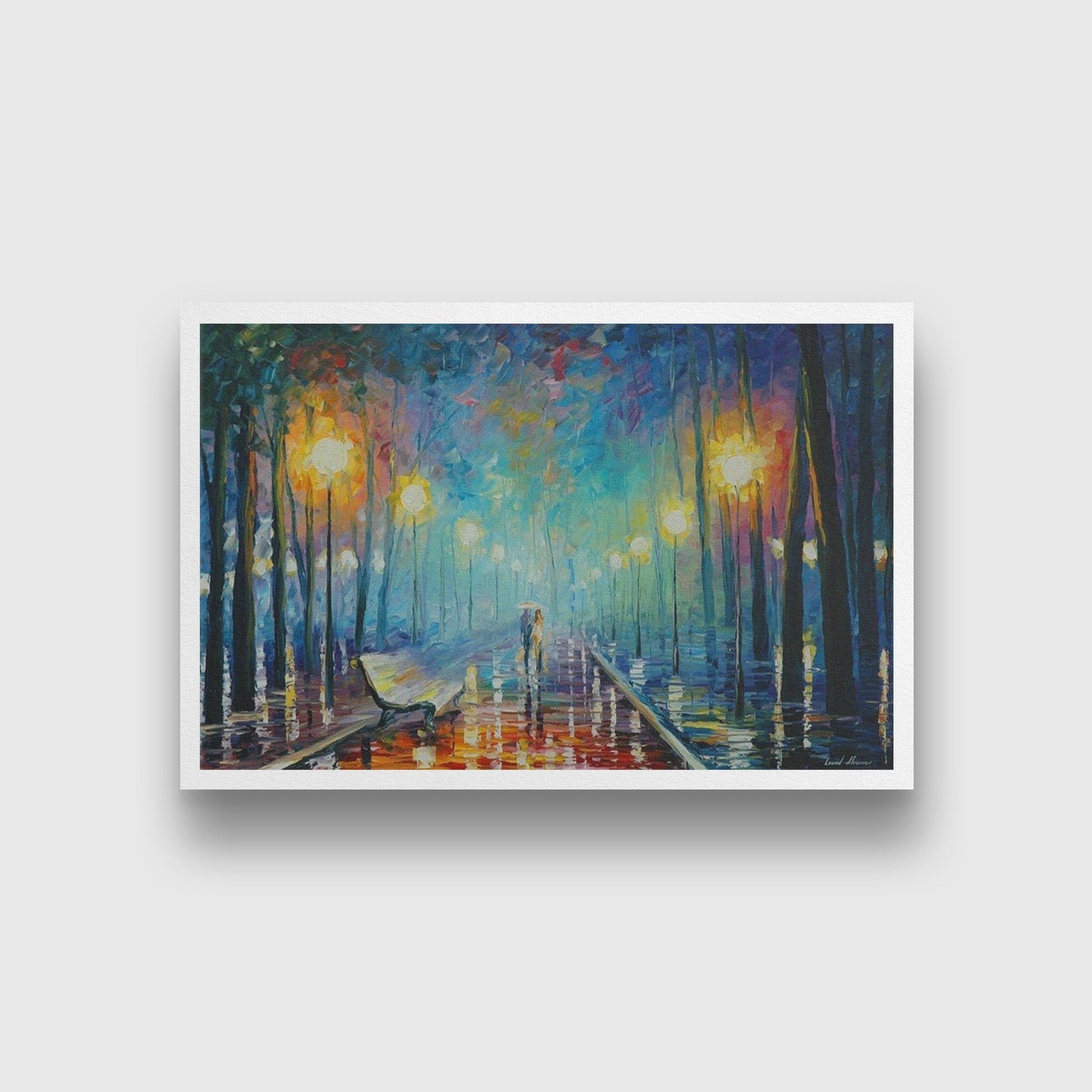 Rainy Street Painting - Meri Deewar 3 : 2 Horizontal Premium Wall Art Canvas by MeriDeewar