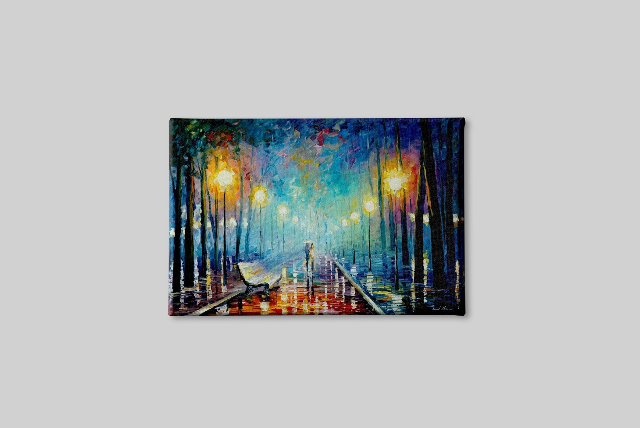 Rainy Street Painting - Meri Deewar 3 : 2 Horizontal Premium Wall Art Canvas by MeriDeewar